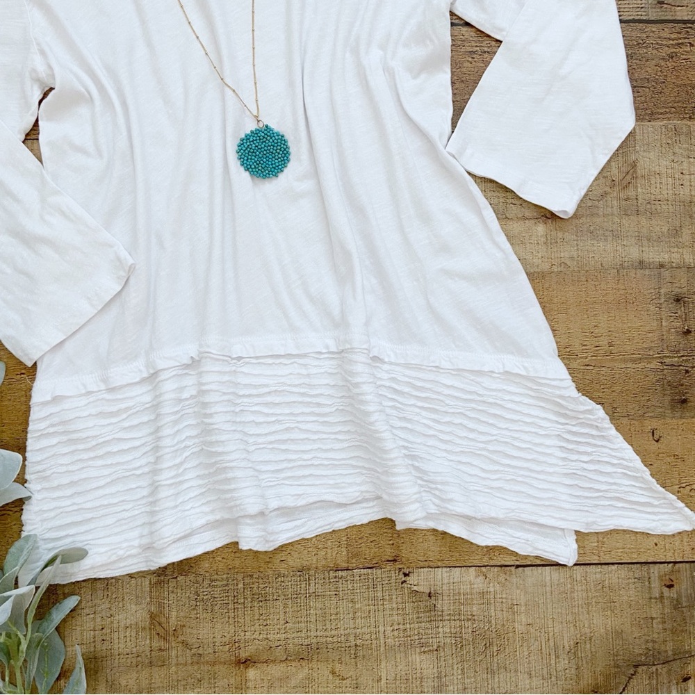 Crisp All White Cotton TUNIC with Asymmetrical Hem - Picture 5 of 11